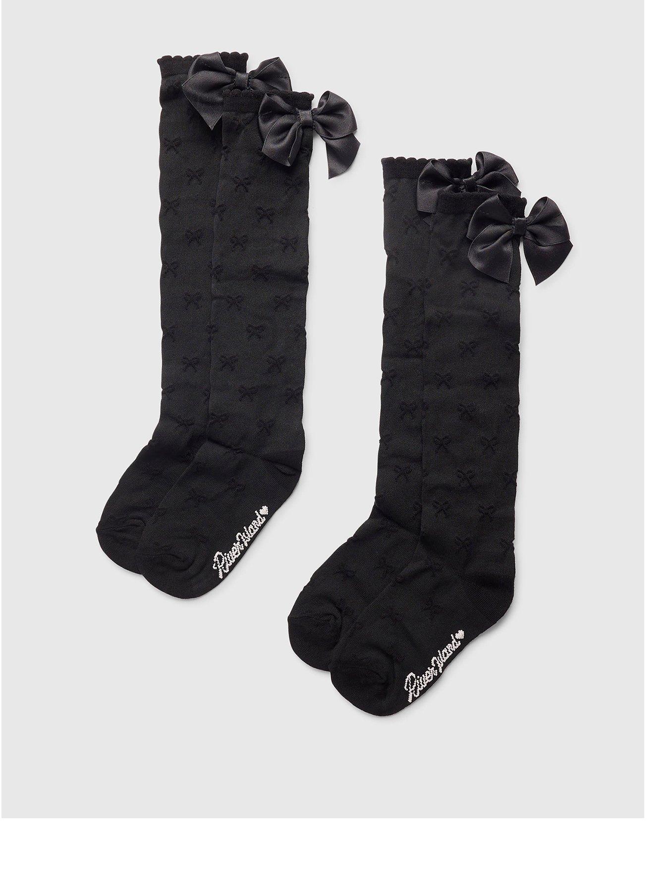 River Island Girls Black Pack Of 2 Knee High Socks - Black