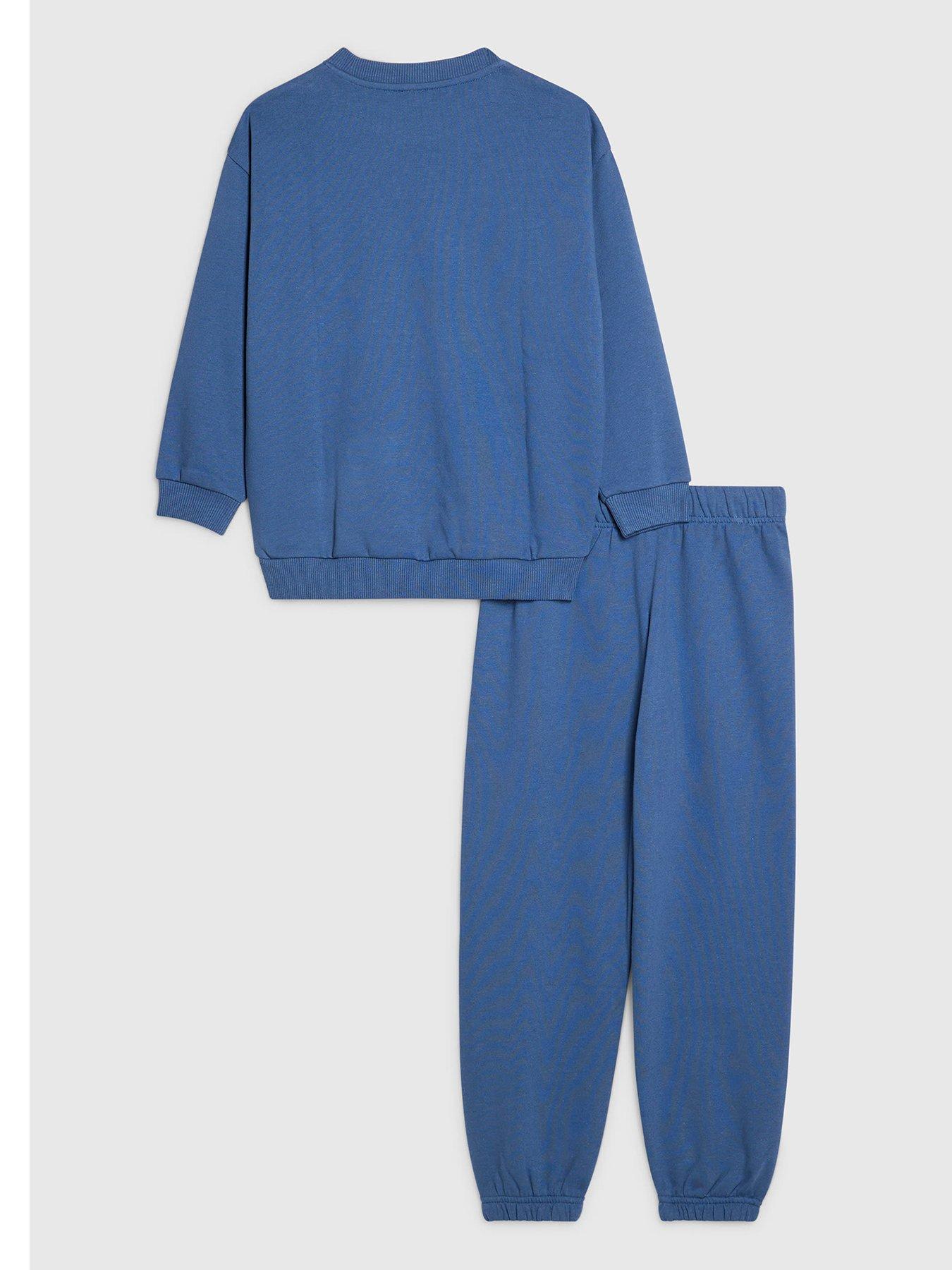 Image 2 of 5 of River Island Boys River Studios Logo Cotton Sweatshirt Set - Blue