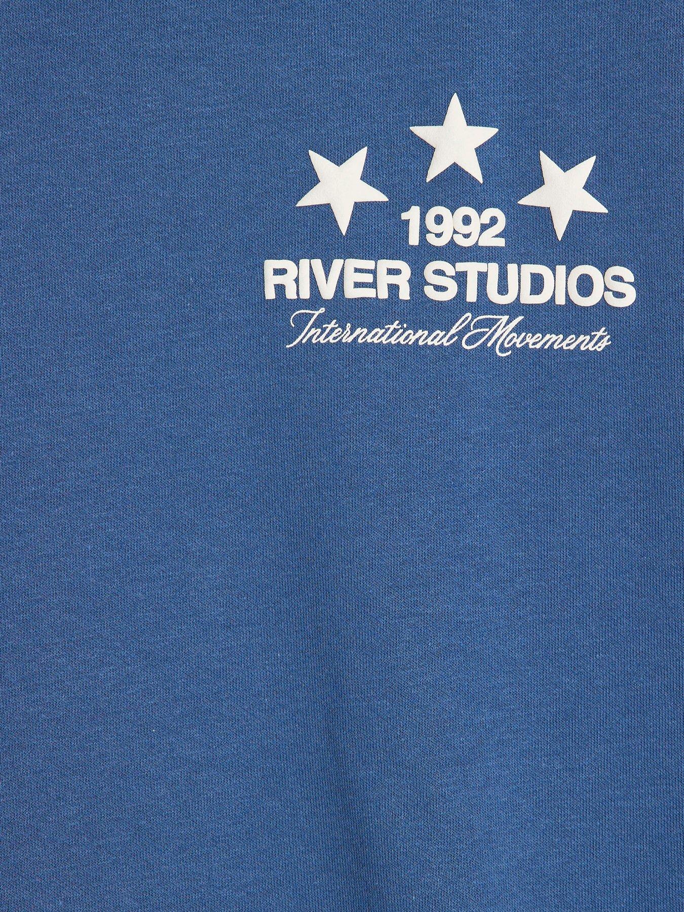 Image 5 of 5 of River Island Boys River Studios Logo Cotton Sweatshirt Set - Blue