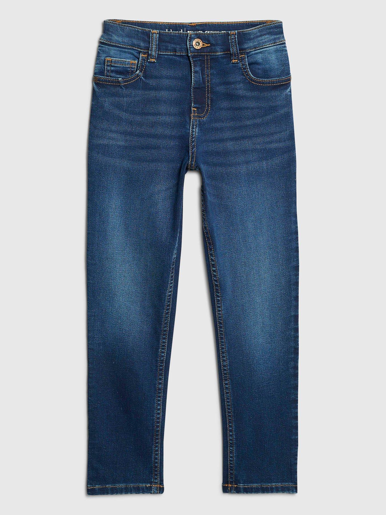 Image 1 of 4 of River Island Older Boys Relaxed Skinny Jeans - Blue