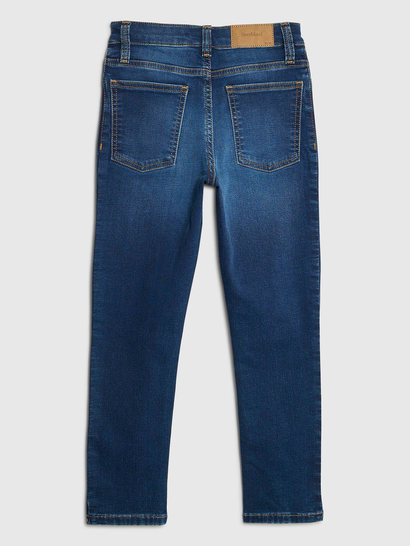 Image 2 of 4 of River Island Older Boys Relaxed Skinny Jeans - Blue