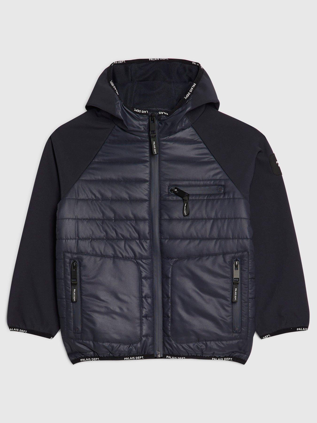 River Island Mini Boys Hybrid Hood Lightweight Jacket, Black, Size Age: 18-24 Months