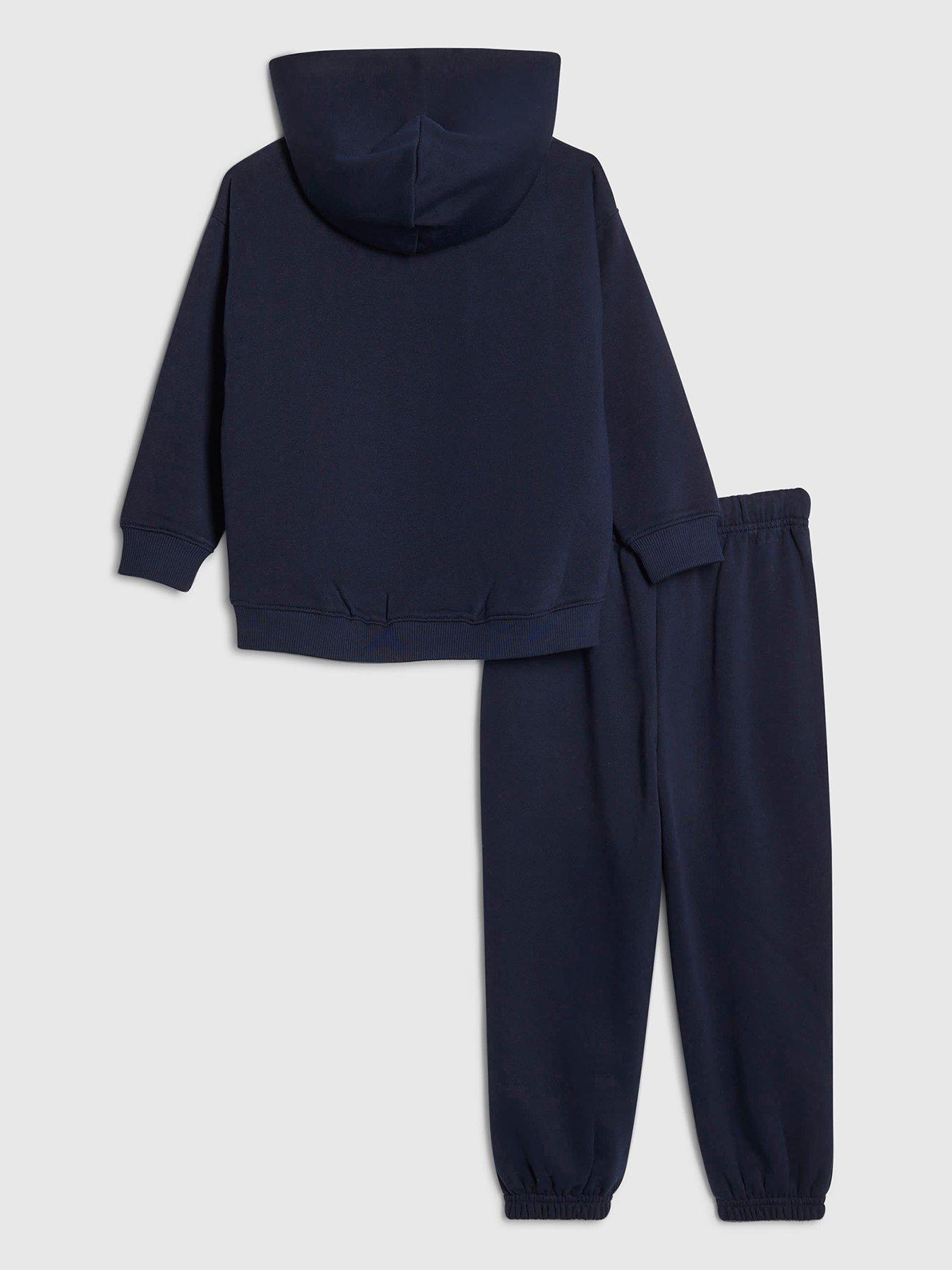 Image 2 of 5 of River Island Mini Boys RR Hoodie and Joggers Set - Navy