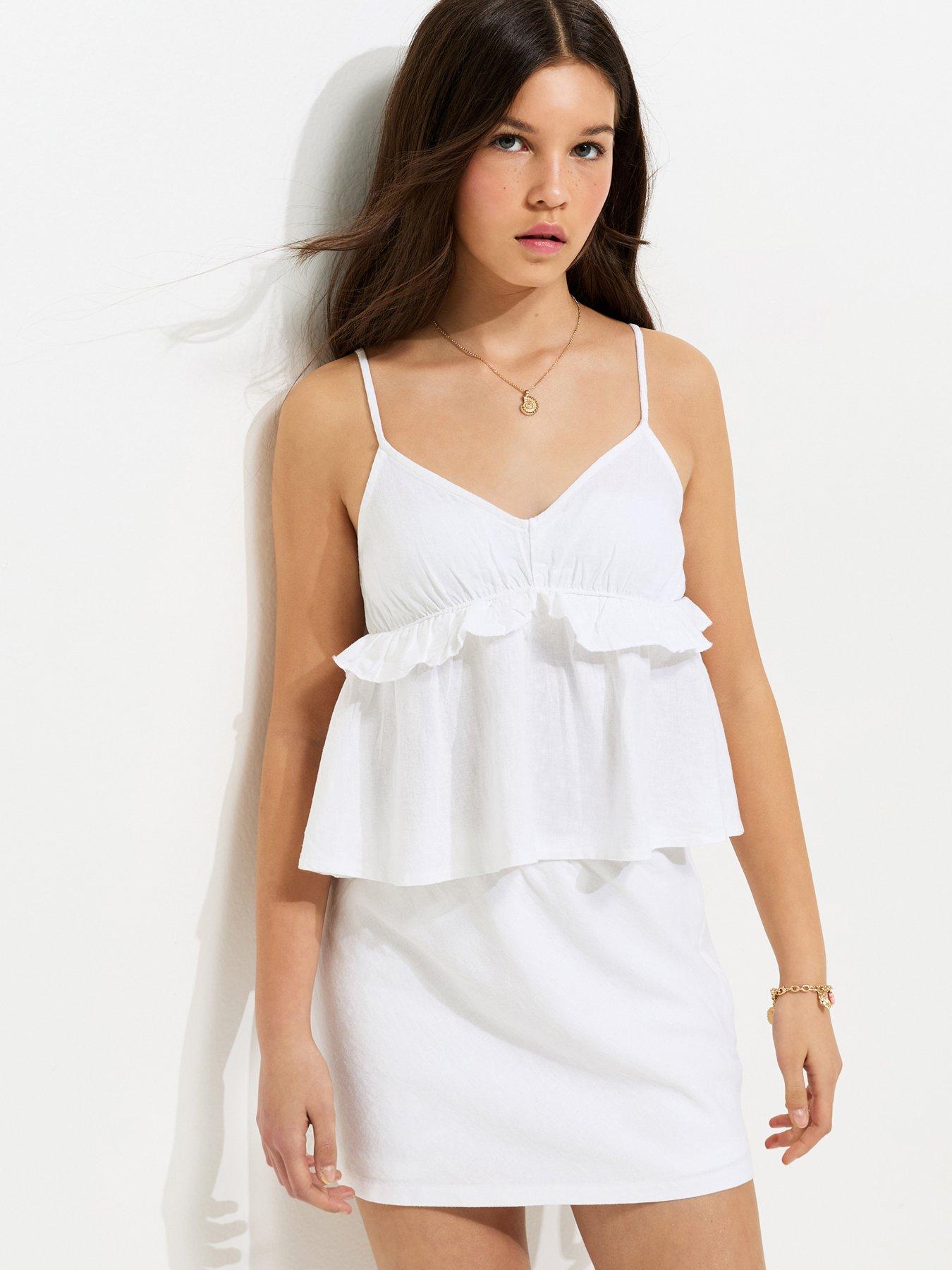 New Look 915 Girls White Linen Rich Skort