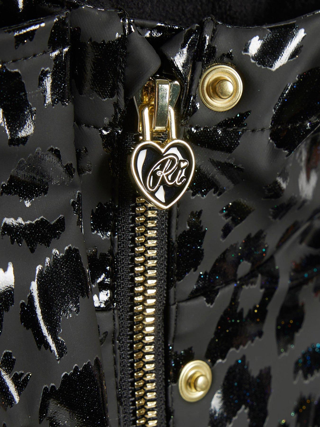 Image 2 of 3 of River Island Girls Leopard Print Raincoat - Black