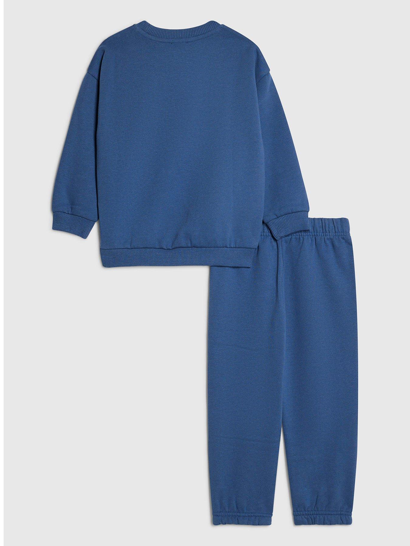 Image 2 of 5 of River Island Mini Boys River Studios Logo Sweatshirt Set - Blue