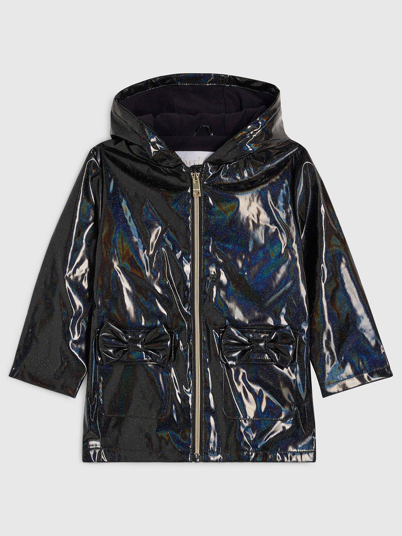 River Island Mini Girls Glitter Rainmac - Black