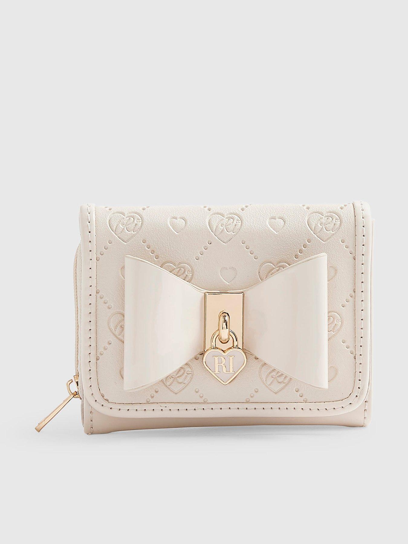 River Island Girls Monogram Bow Purse - Cream