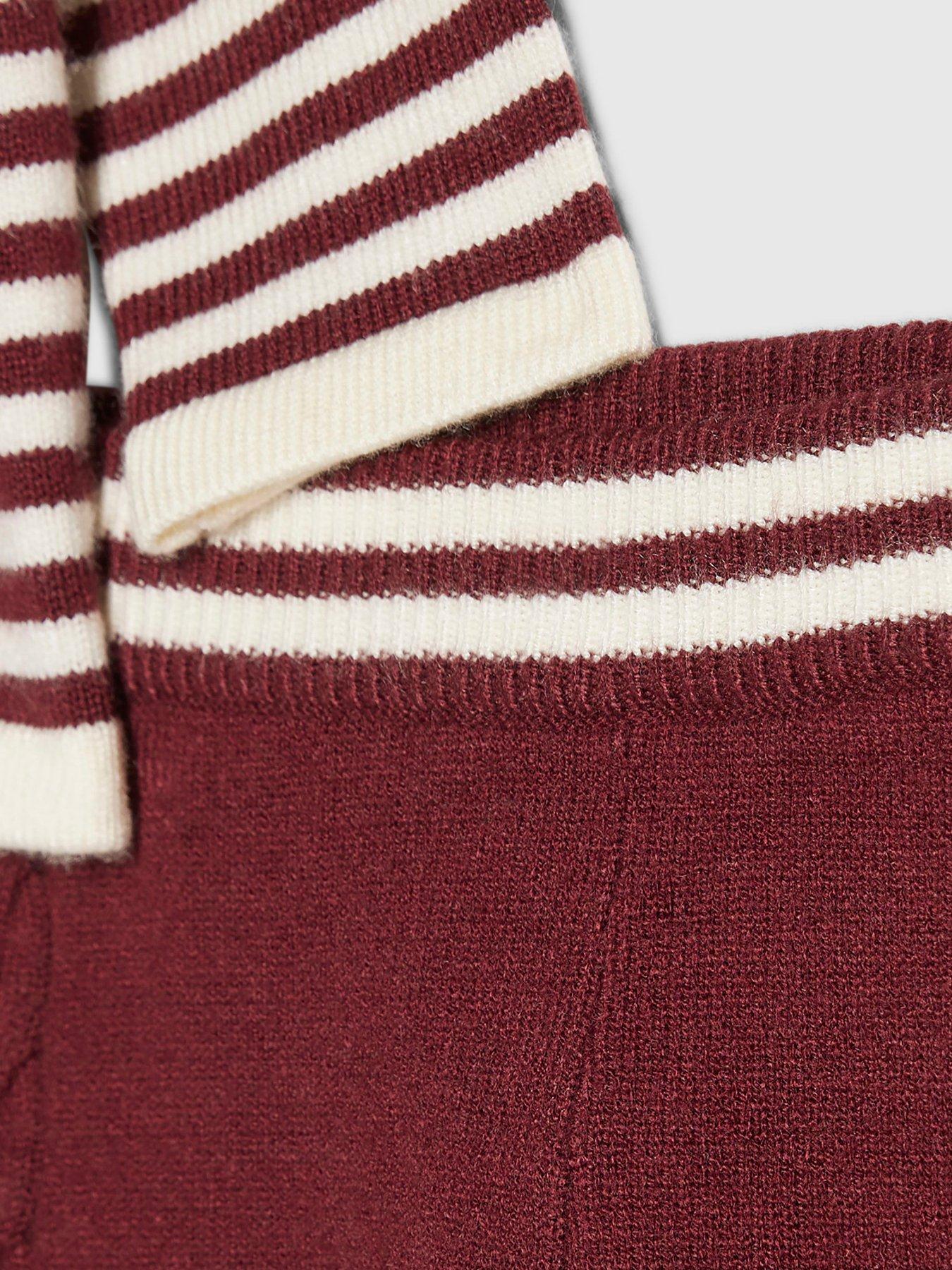 Image 4 of 5 of River Island Baby Baby Boys Stripe Polo Knit Set - Burgundy