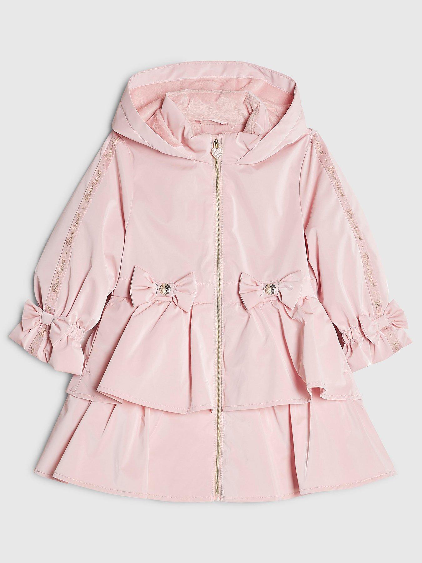 River Island Mini Girls Frill Bow Rainmac - Pink