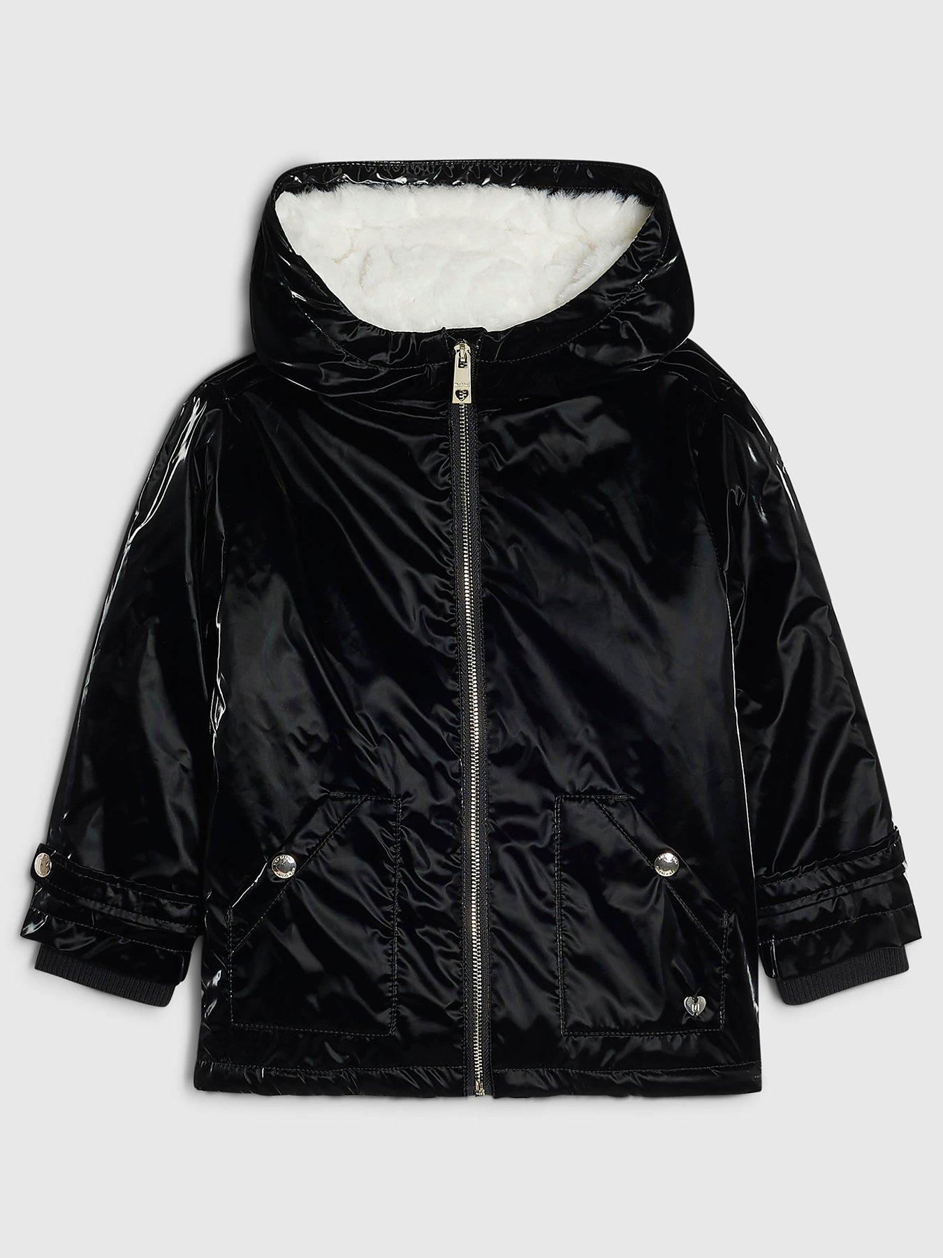 River Island Mini Girls High Shine Raincoat - Black