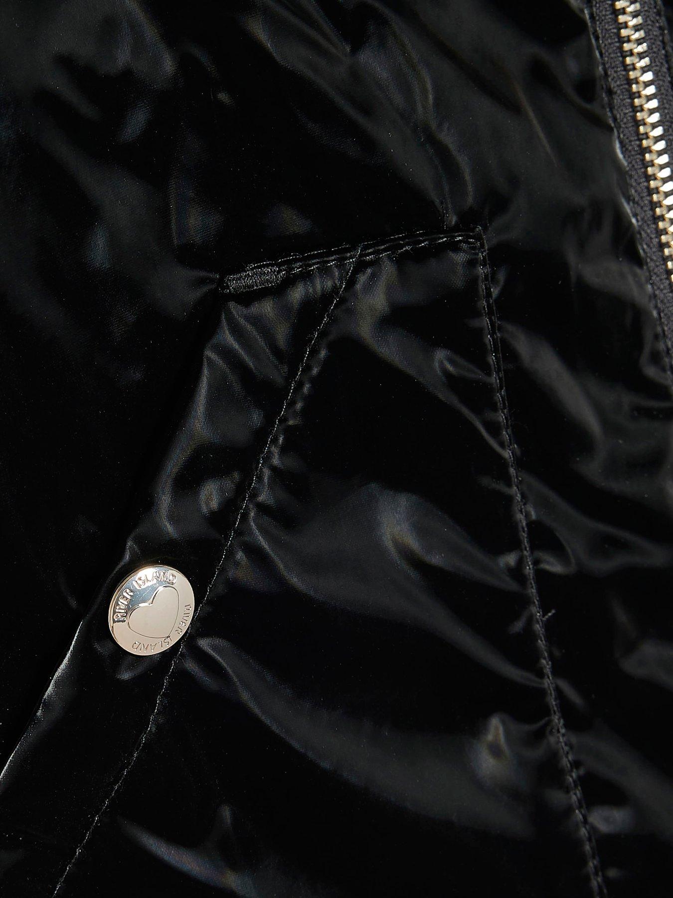 Image 3 of 4 of River Island Mini Mini Girls High Shine Raincoat - Black
