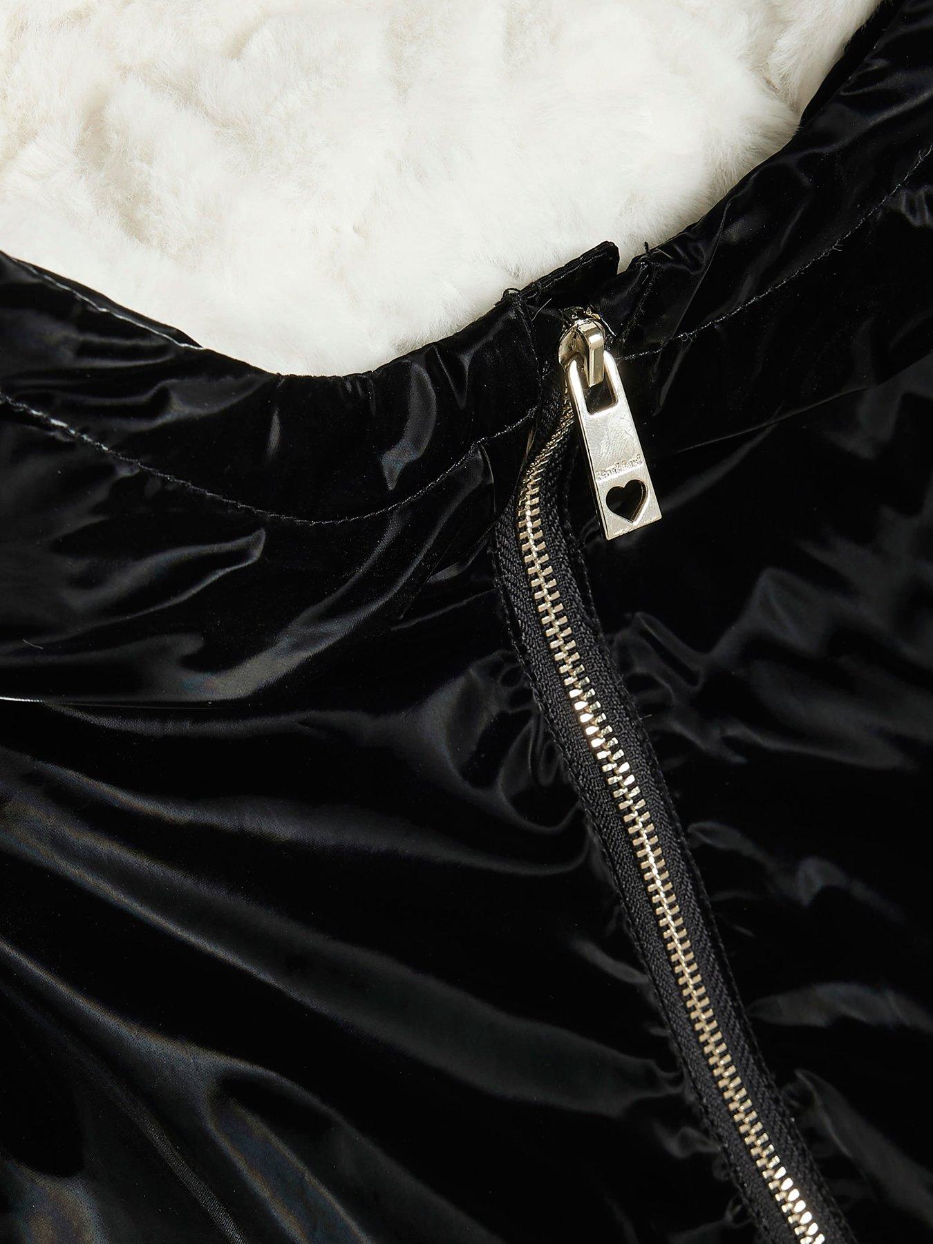 Image 4 of 4 of River Island Mini Mini Girls High Shine Raincoat - Black