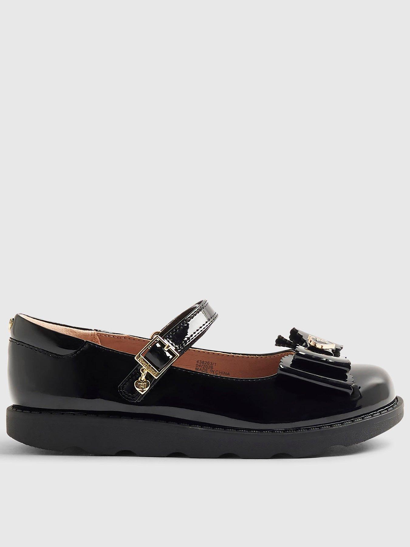 River Island Mini Girls Patent Bow Mary Jane Shoes, Black, Size 9 Younger