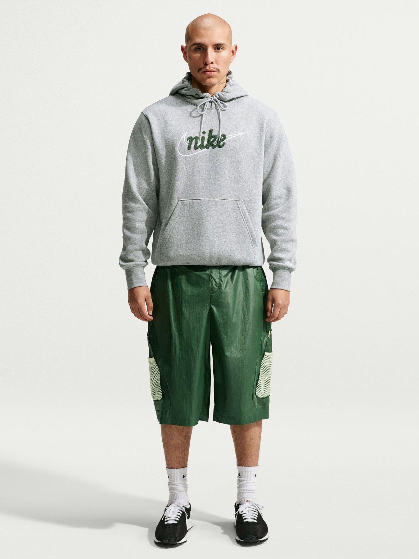 Image 3 of 5 of Nike Mens Club Logo Drawcord Hood Kangaroo Pocket Hoodie - Grey