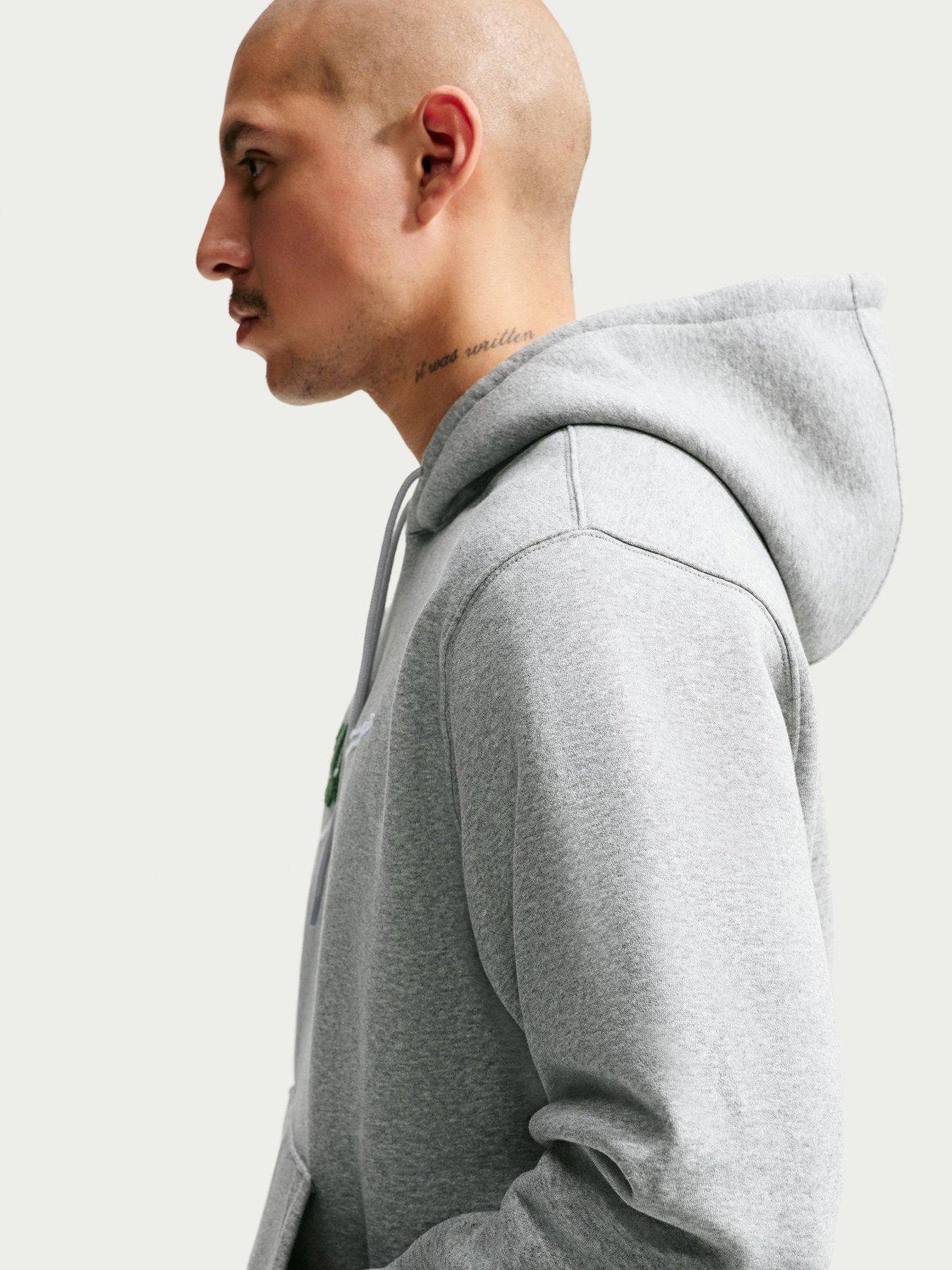 Image 4 of 5 of Nike Mens Club Logo Drawcord Hood Kangaroo Pocket Hoodie - Grey