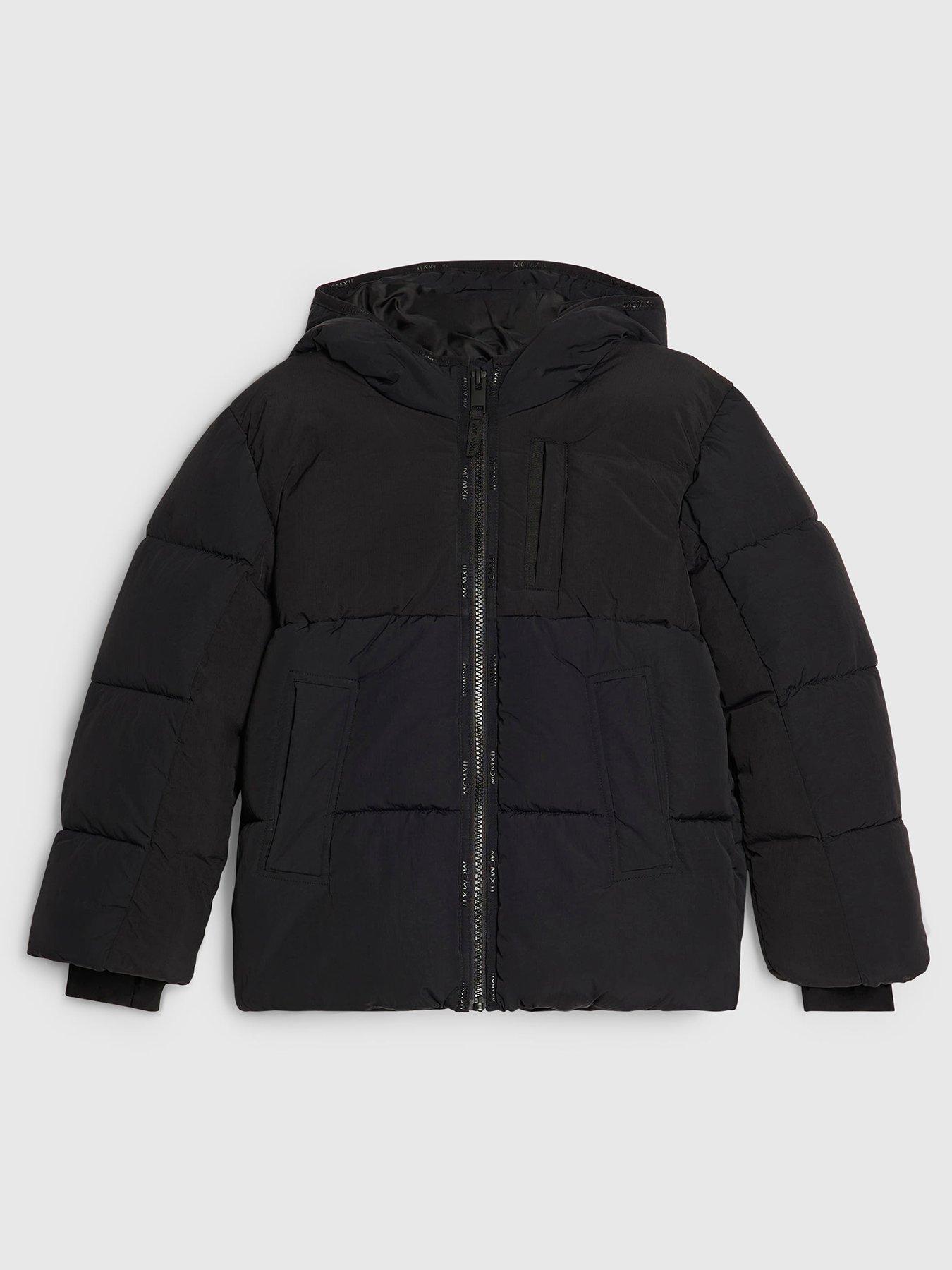 River Island Boys Black Mcmxii Heavyweight Padded Jacket - Black