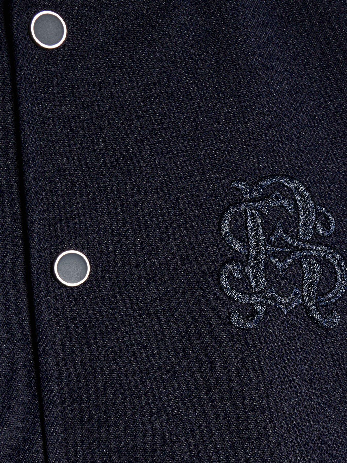 Image 3 of 4 of River Island Boys Twill Popper Ribbed Bomber Jacket - Navy