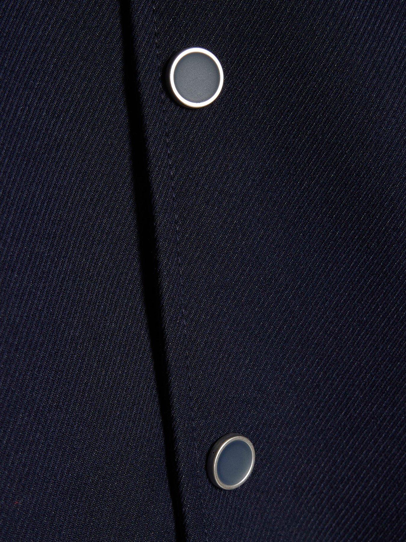 Image 4 of 4 of River Island Boys Twill Popper Ribbed Bomber Jacket - Navy