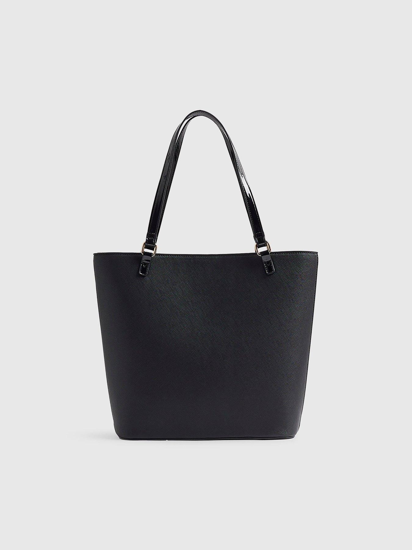 Image 3 of 5 of River Island Girls Padlock Bow Monogram Shopper Bag - Black