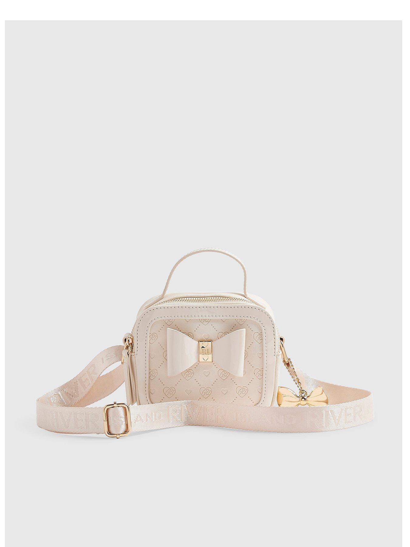 River Island Girls Monogram Box Crossbody Bag - Cream