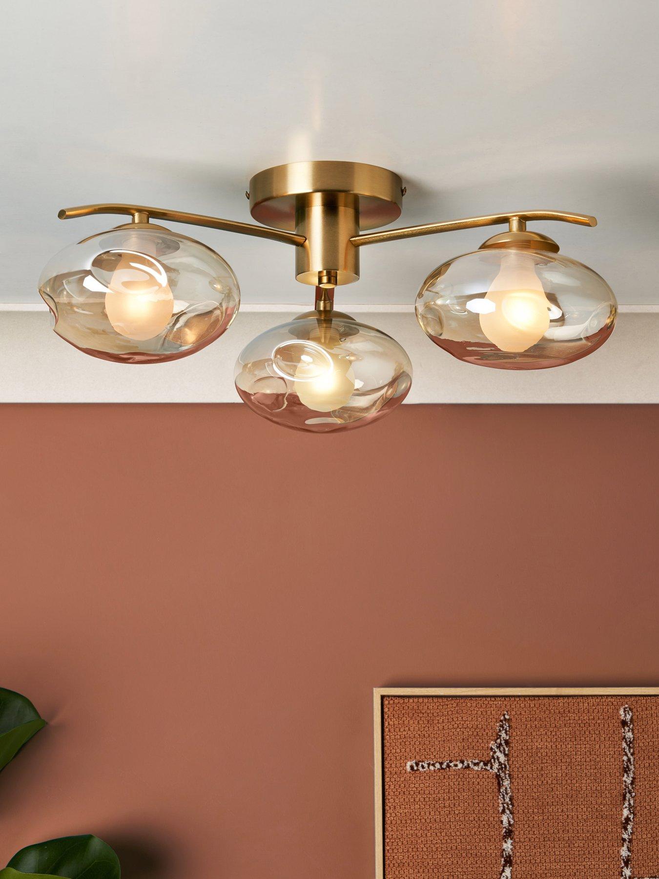 The Very Collection Champagne Glass 3 Light Semi Flush Ceiling Light