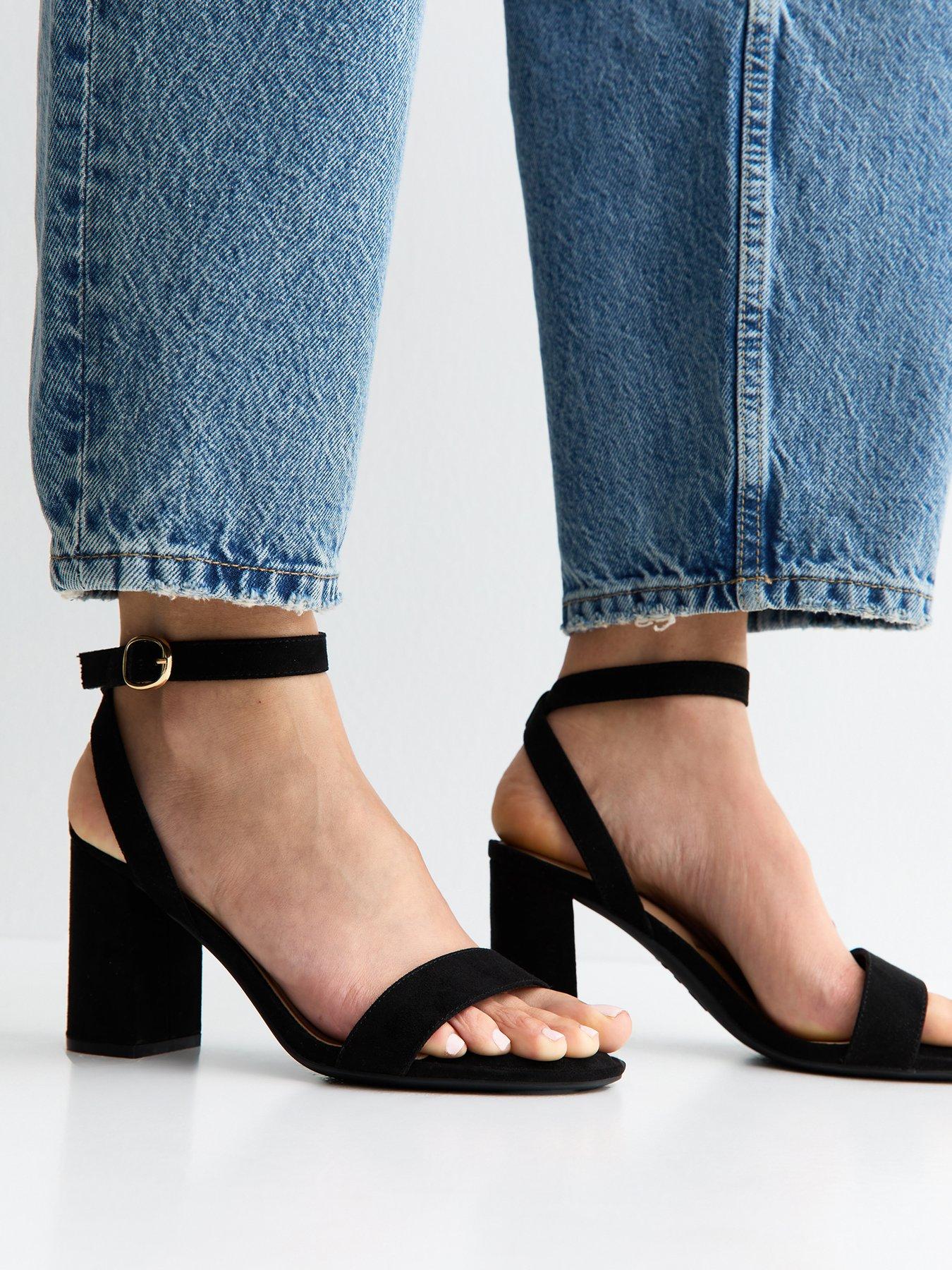 New Look Wide Fit Faux Suede Single Strap Sandals - Black | Very
