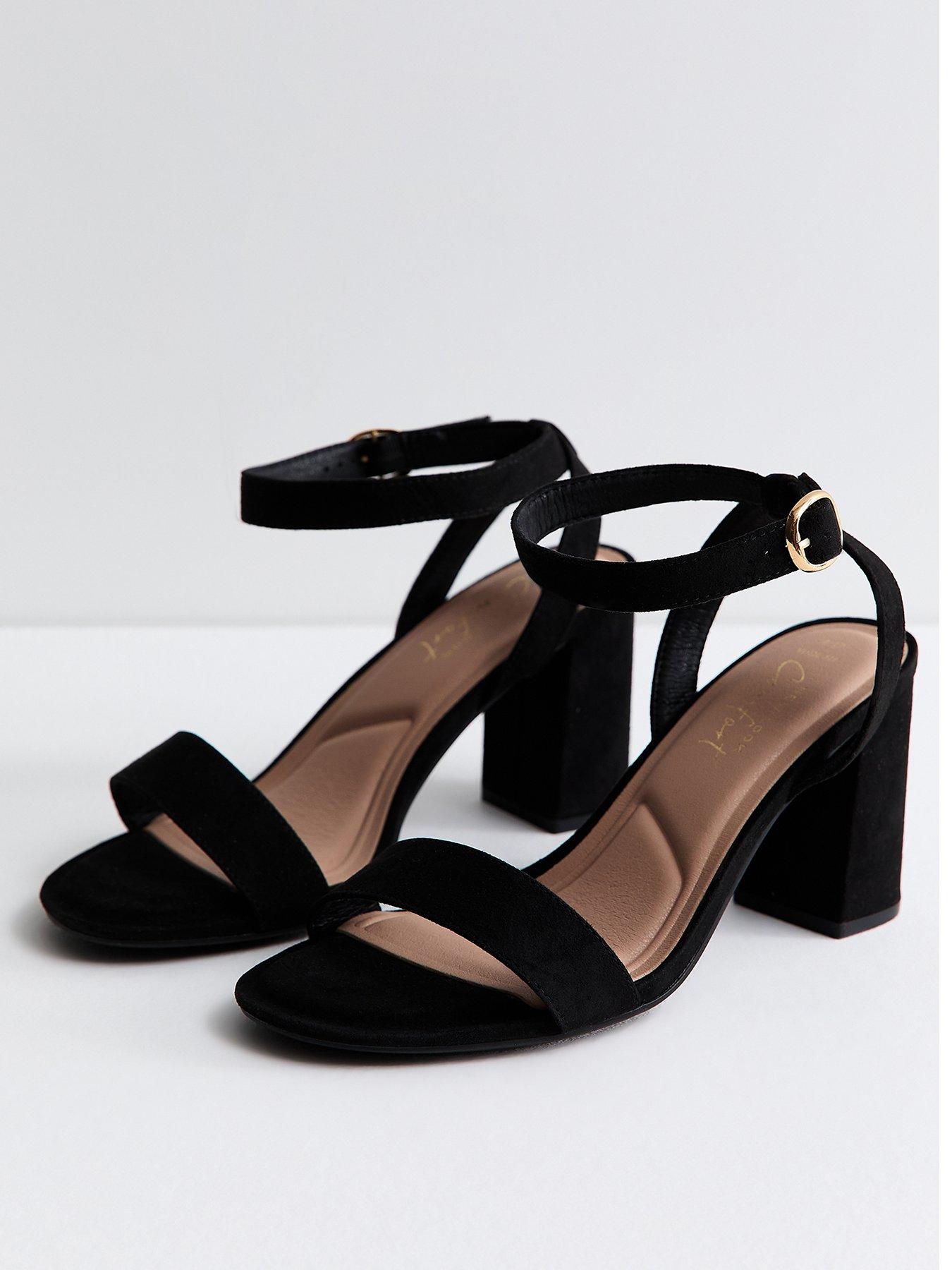 New Look Wide Fit Faux Suede Single Strap Sandals - Black | Very
