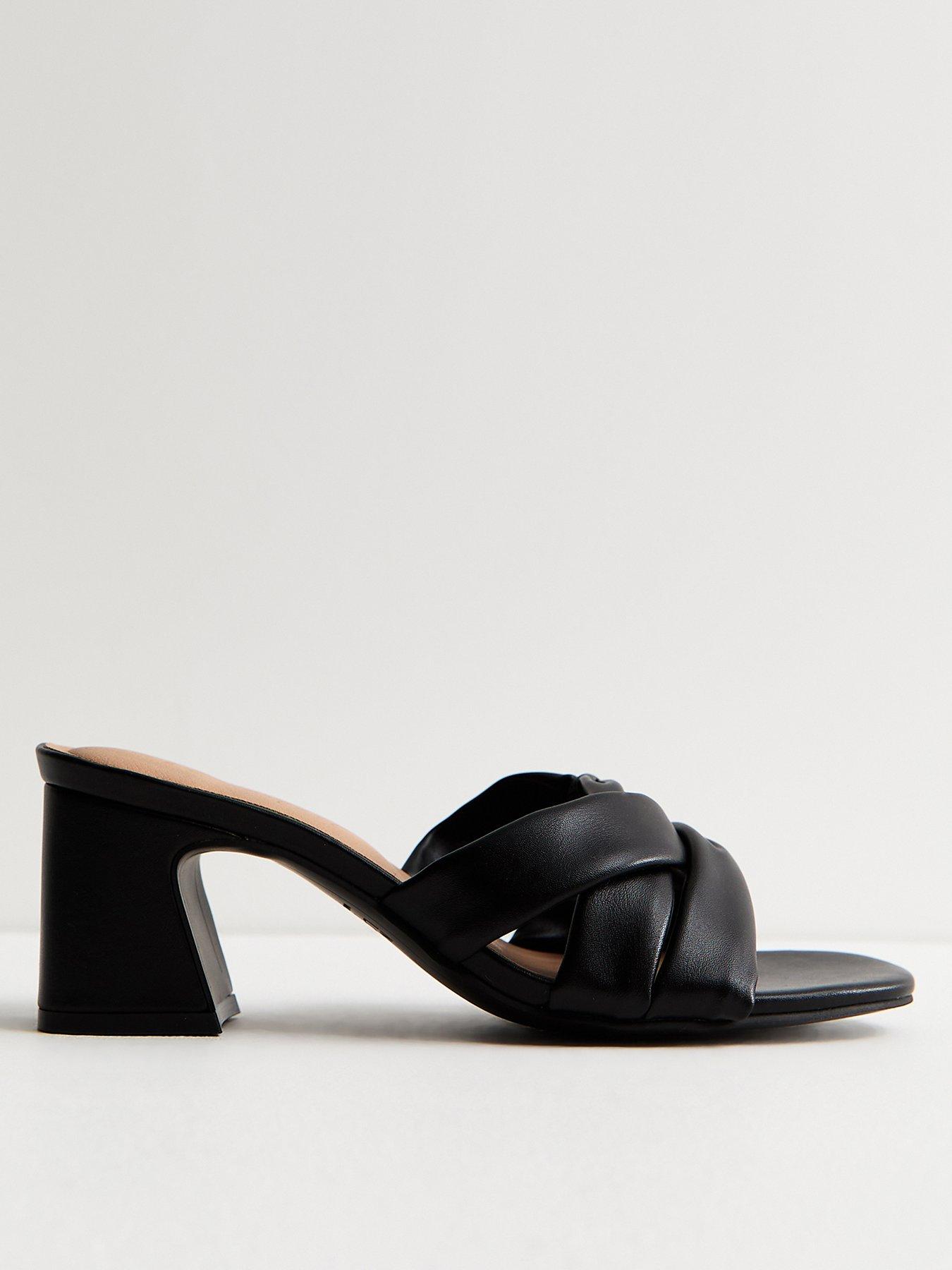 New Look Wide Fit Faux Leather Knotted Strap Mule Sandals - Black | Very