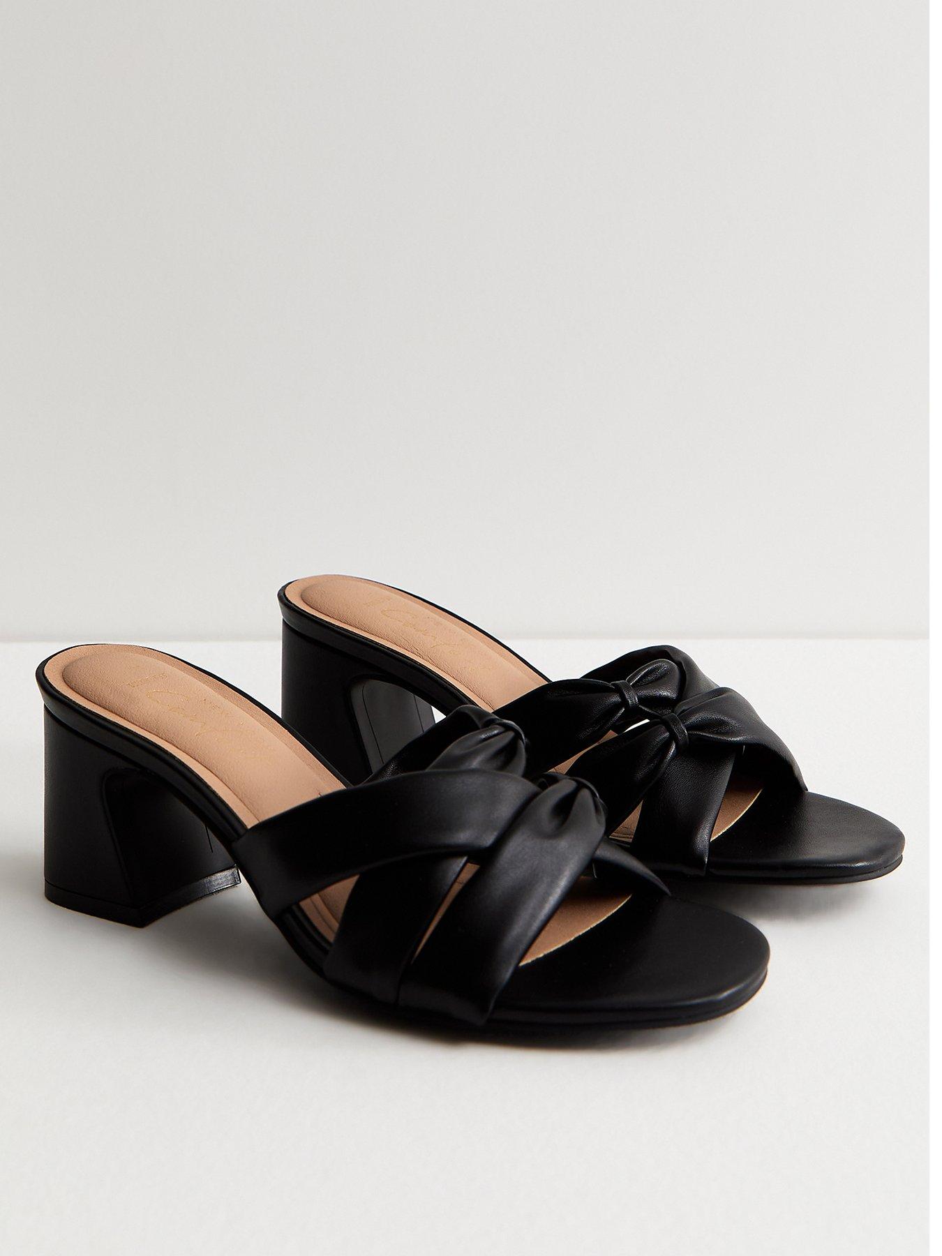 New Look Wide Fit Faux Leather Knotted Strap Mule Sandals - Black | Very