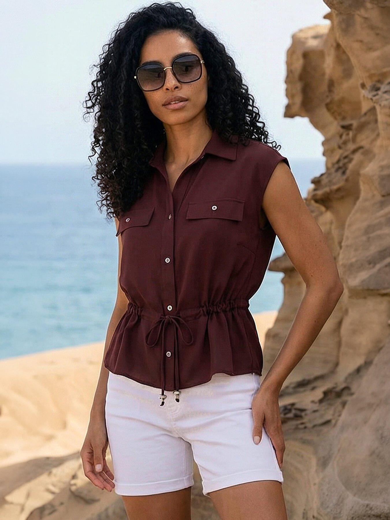 Roman Safari Tie Waist Button Jacket