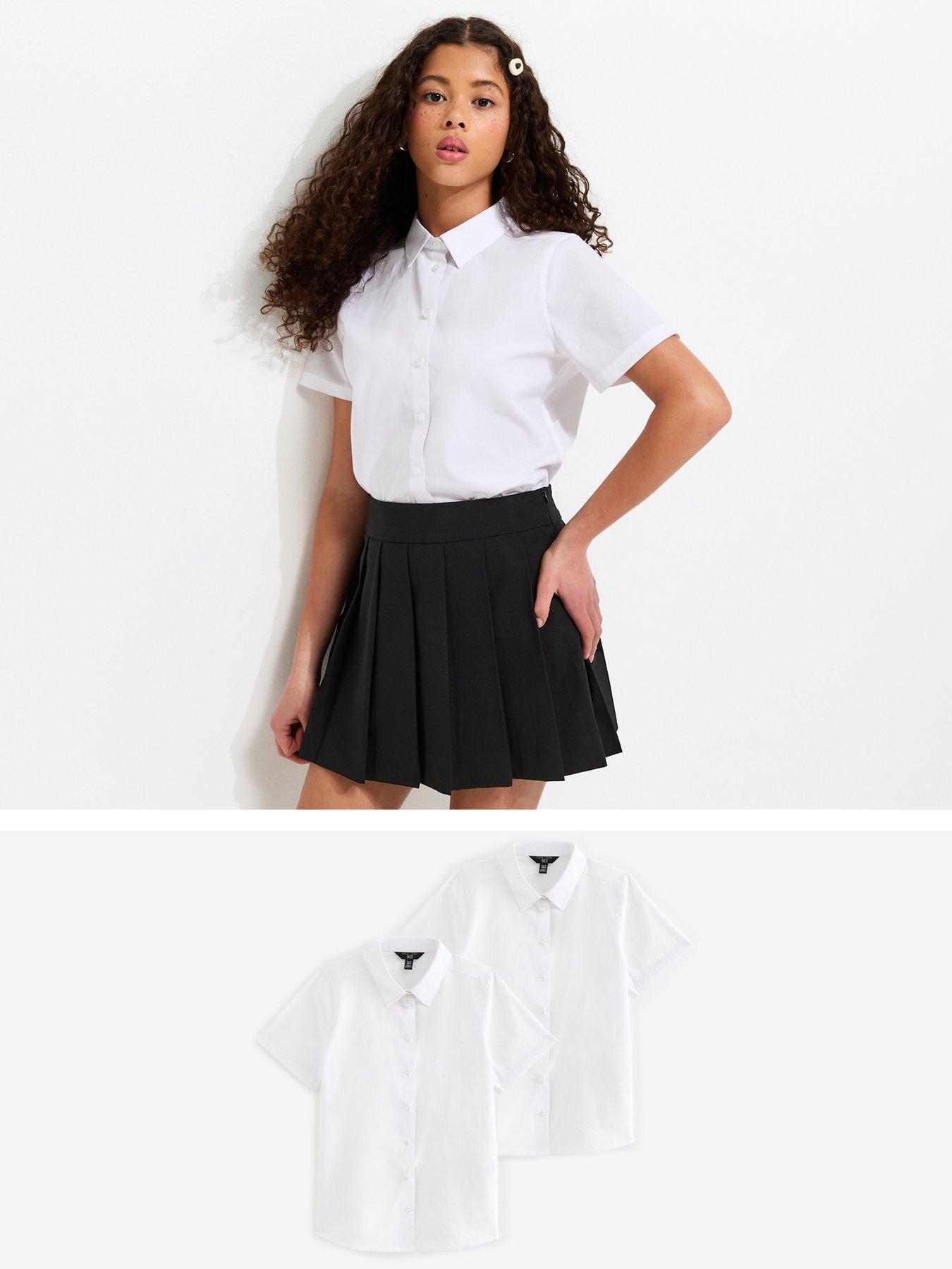 New Look 915 Girls Pack Of 2 Slim Fit Short Sleeve Shirts - White