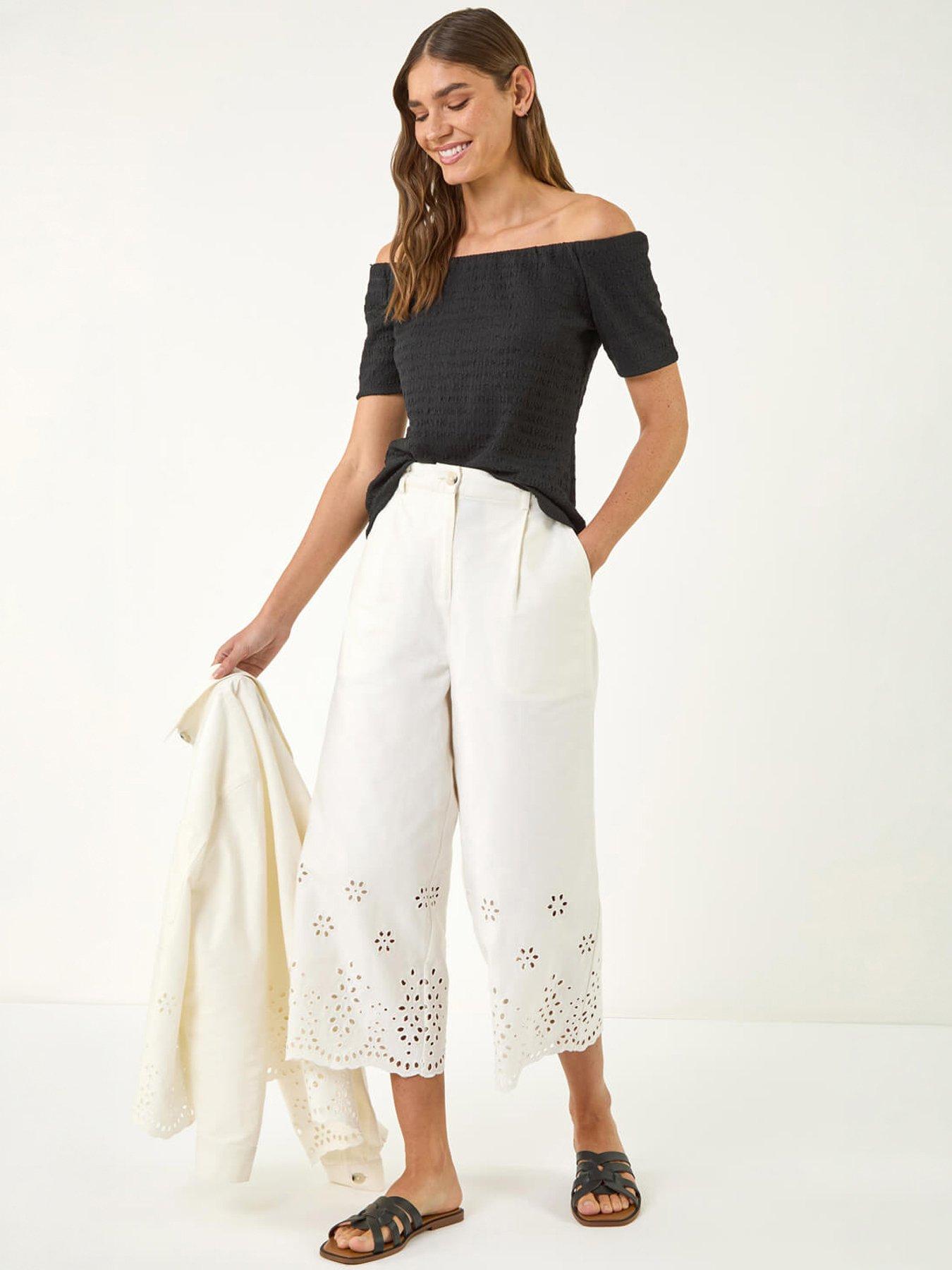 Image 1 of 5 of Roman Anglaise Embroidered Cotton Culottes