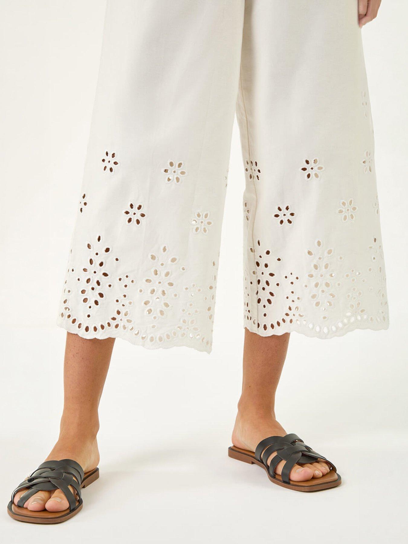 Image 2 of 5 of Roman Anglaise Embroidered Cotton Culottes