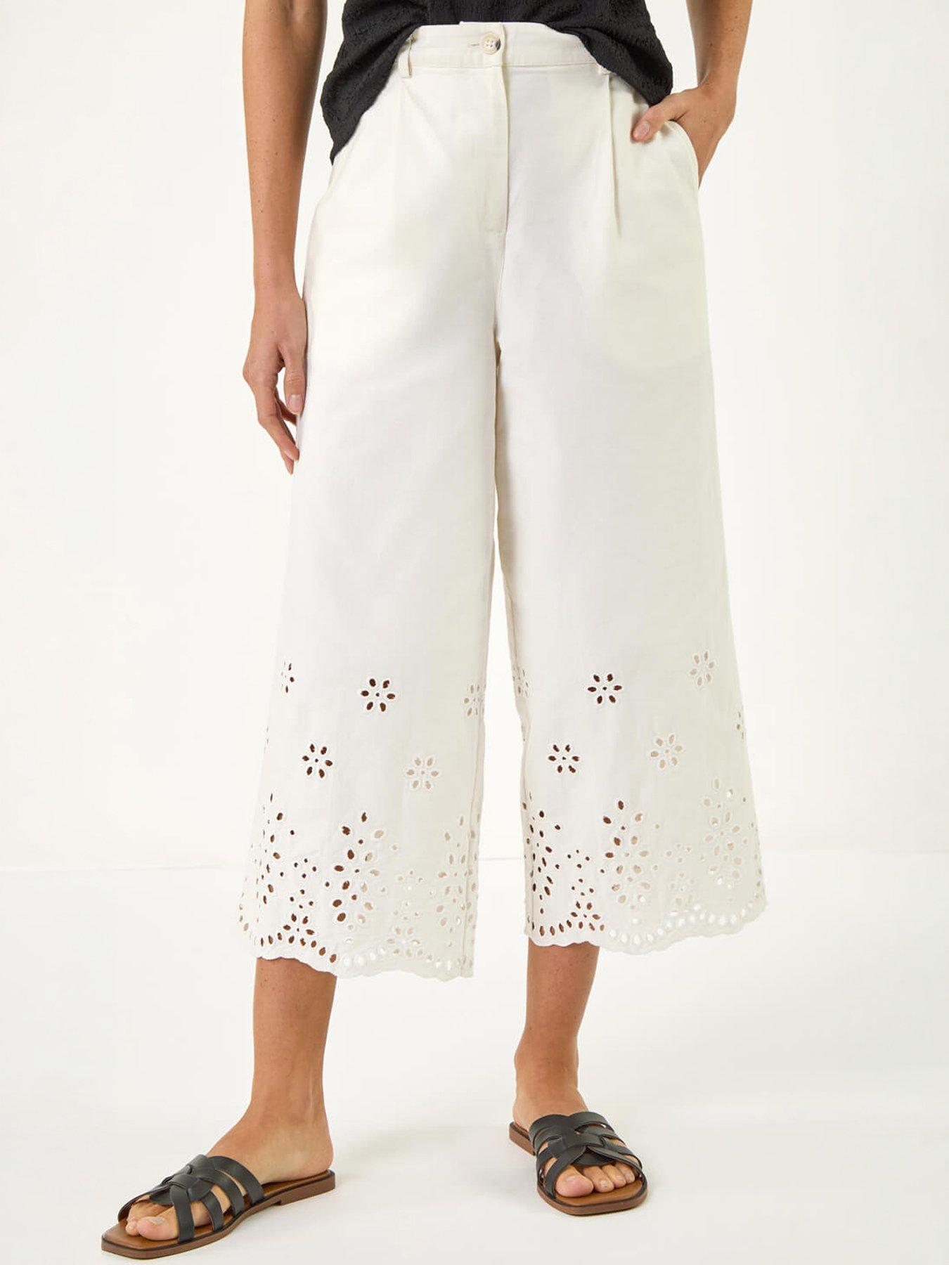 Image 3 of 5 of Roman Anglaise Embroidered Cotton Culottes
