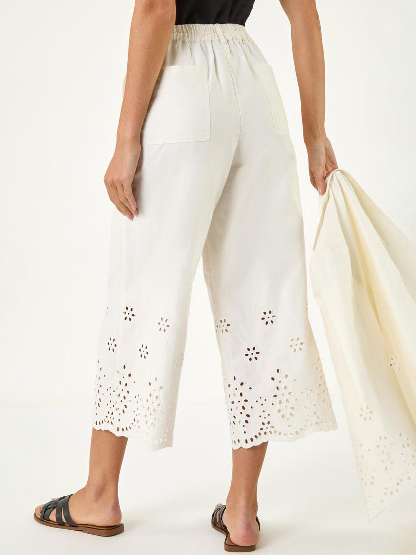 Image 4 of 5 of Roman Anglaise Embroidered Cotton Culottes