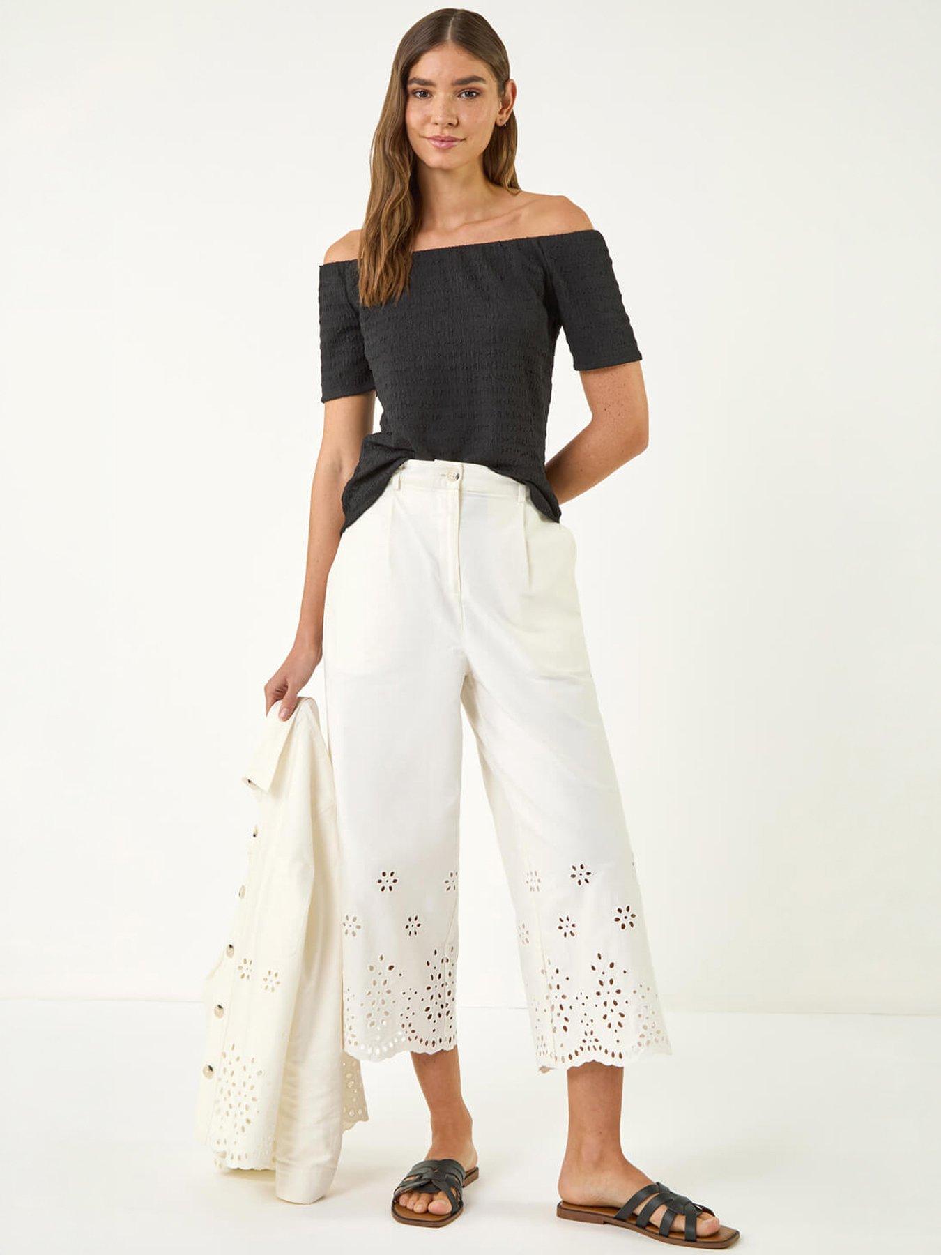 Image 5 of 5 of Roman Anglaise Embroidered Cotton Culottes