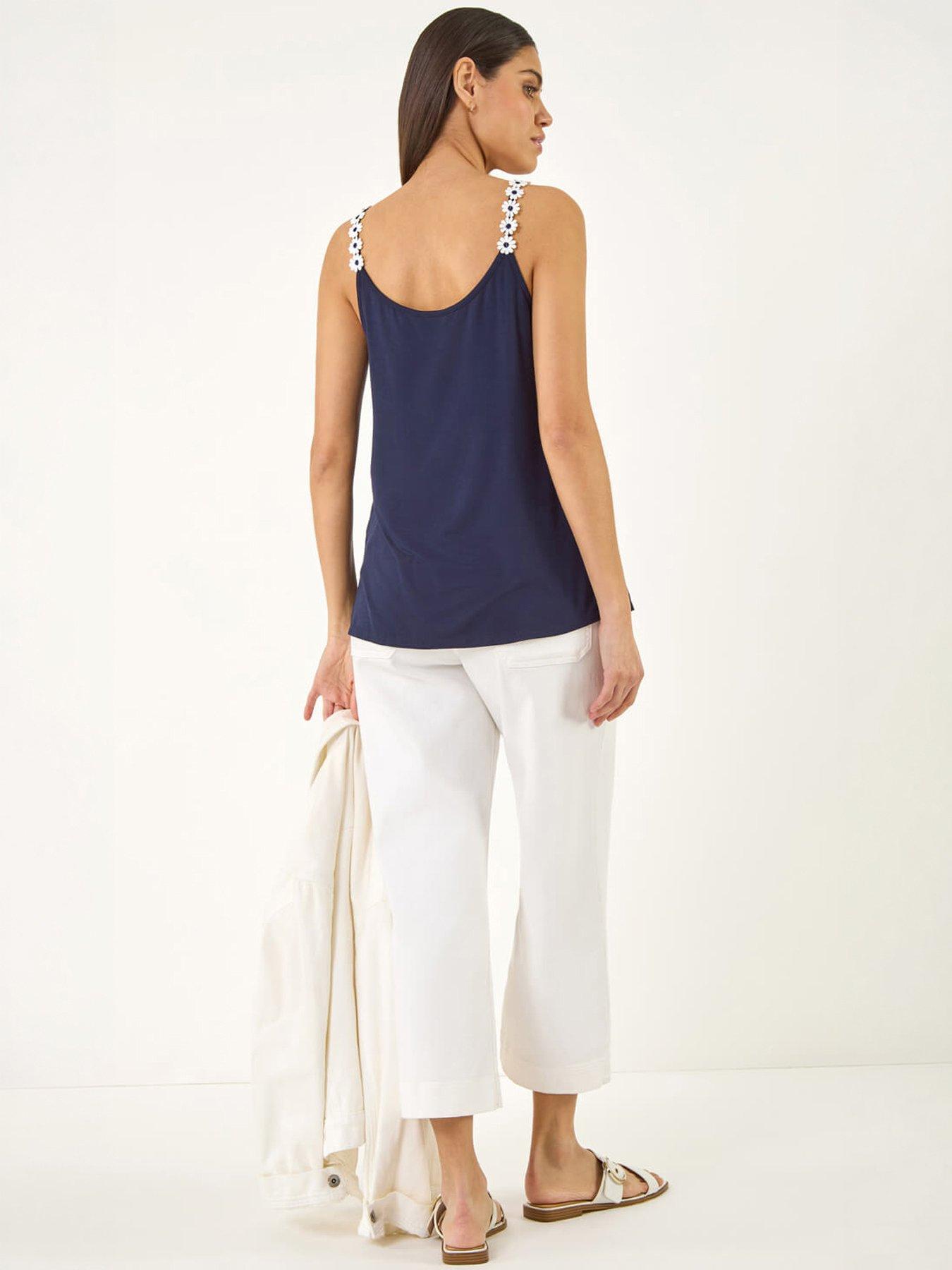 Image 2 of 5 of Roman Daisy Trim Strappy Vest Top