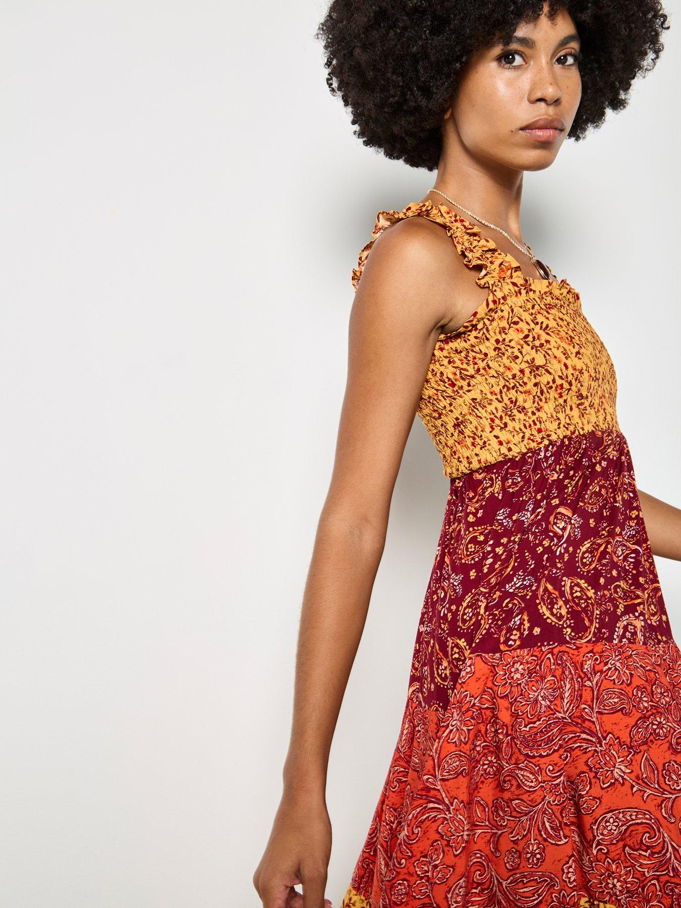 Image 4 of 4 of Apricot Patchwork Tiered Maxi Dress
