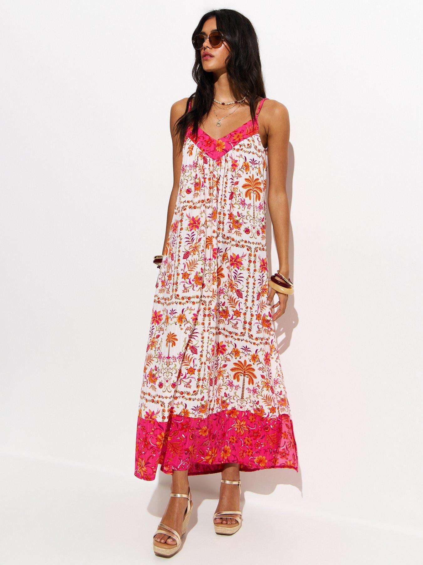 New Look Floral Print Maxi Beach Dress - White