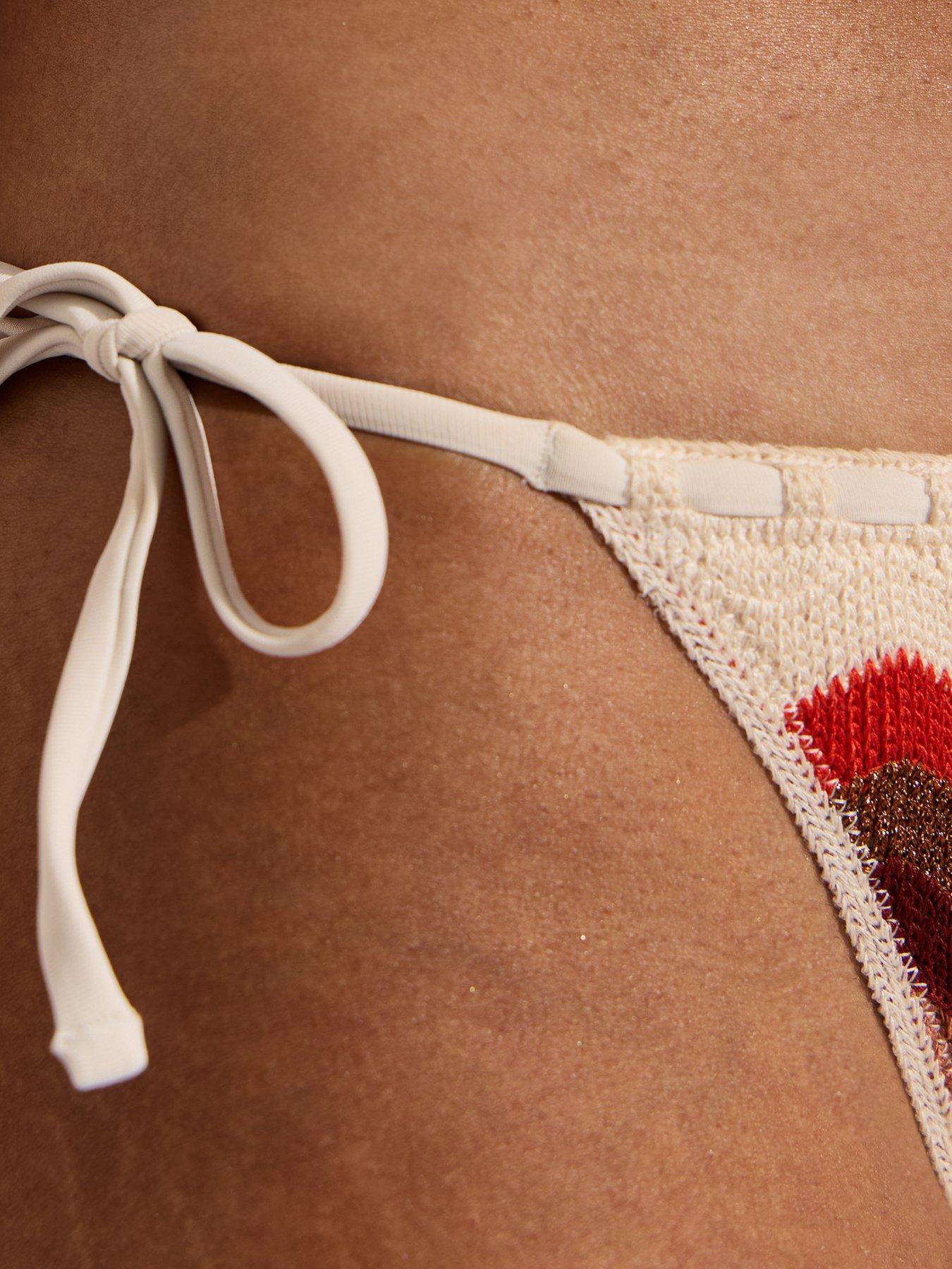 Image 5 of 6 of New Look Wavy Crochet Side Tie Co-Ord Bikini Bottoms - Brown