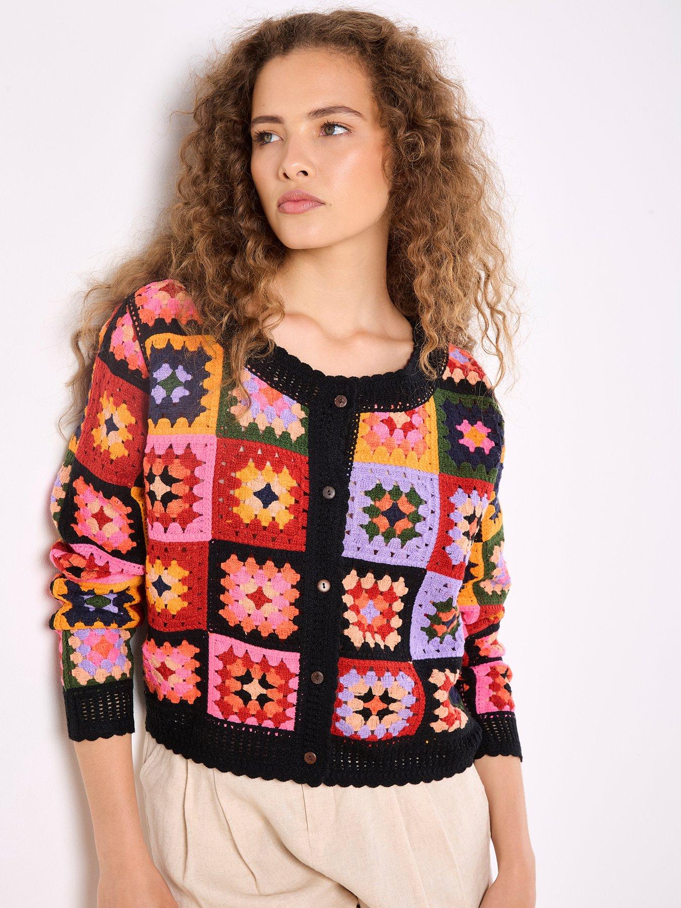 Apricot Apricot Bright Crochet Squares Cardigan