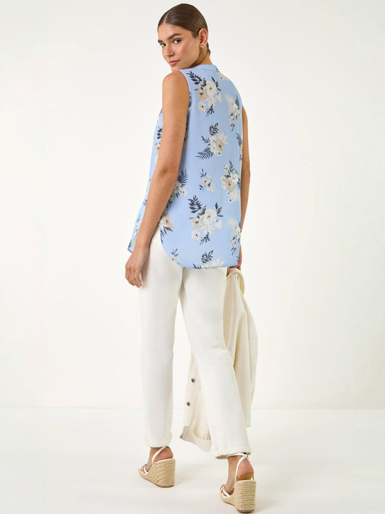 Image 2 of 5 of Roman Floral Print Longline Blouse