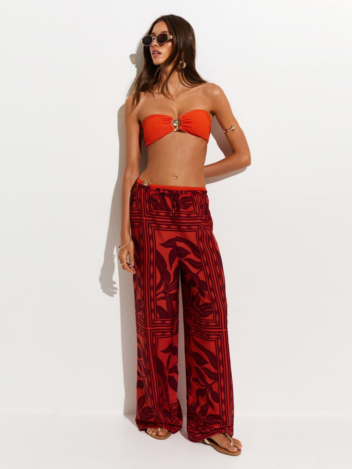 Image 3 of 6 of New Look Sun Trim Crinkle Bandeau - Orange