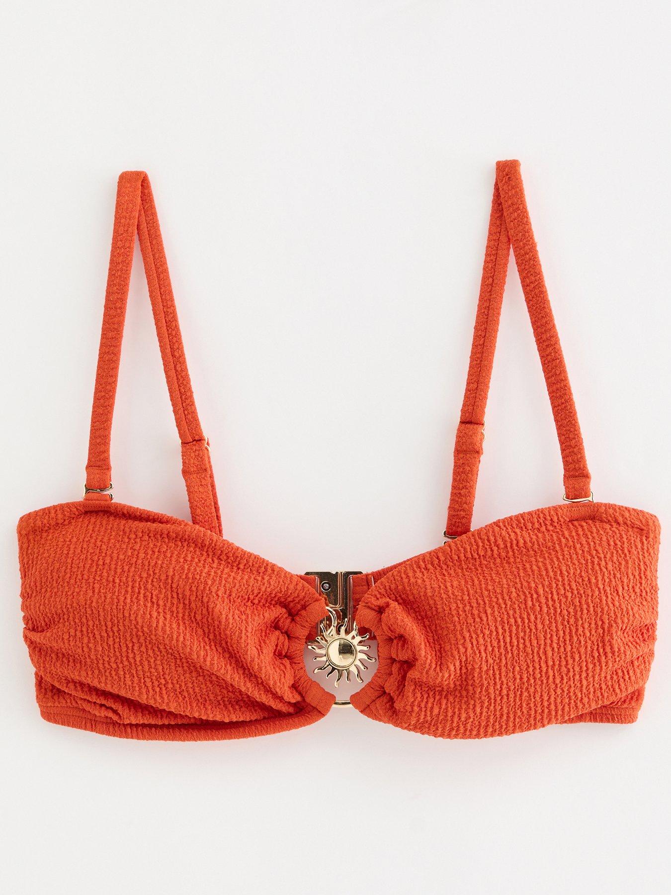 Image 5 of 6 of New Look Sun Trim Crinkle Bandeau - Orange