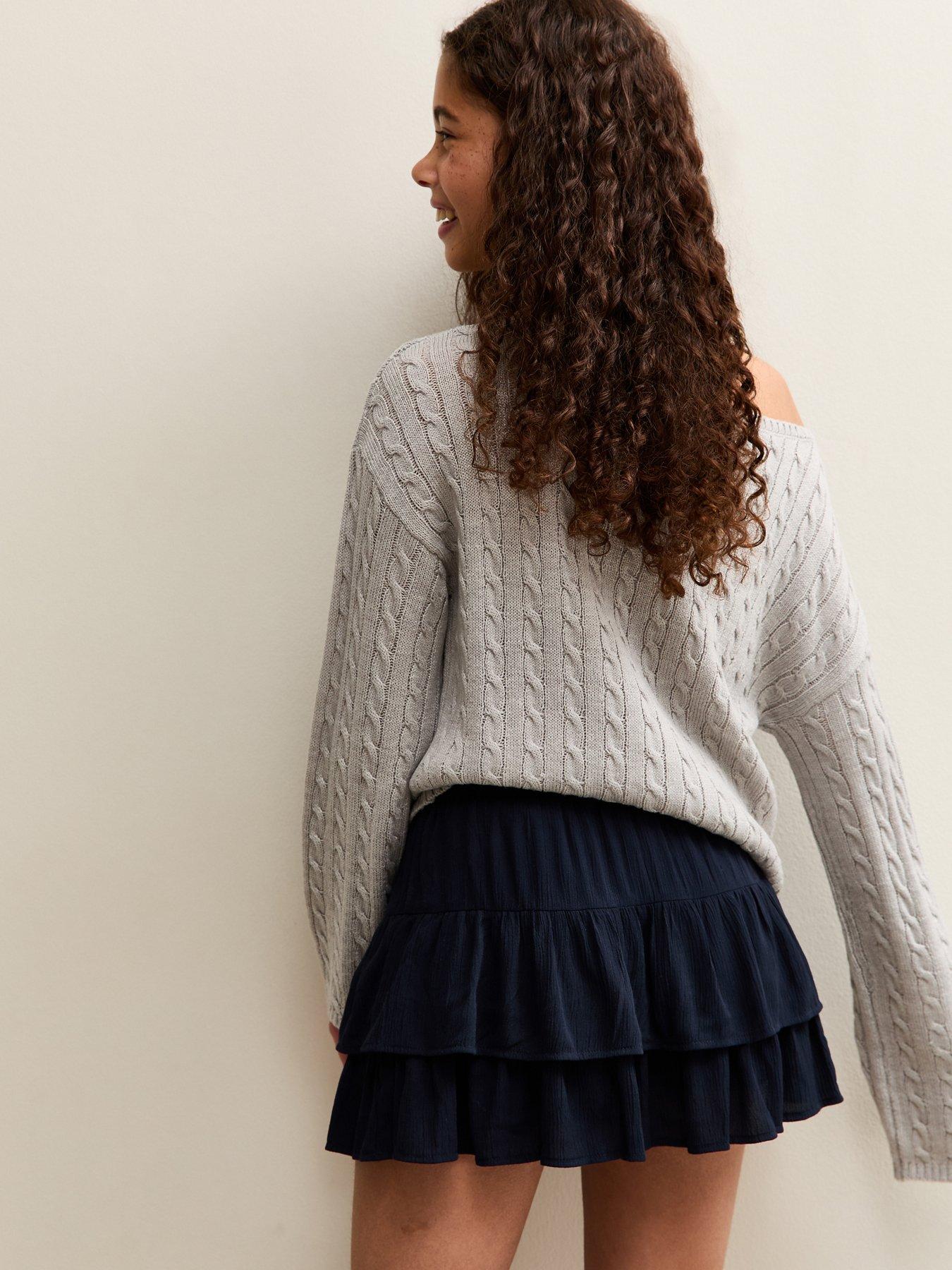 Image 2 of 5 of New Look 915 Girls Crinkle Texture Rara Skort - Navy