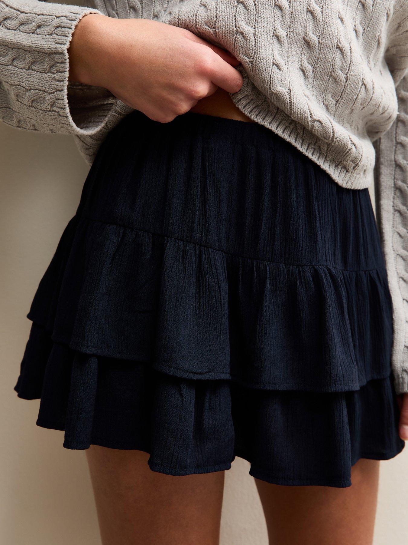 Image 4 of 5 of New Look 915 Girls Crinkle Texture Rara Skort - Navy