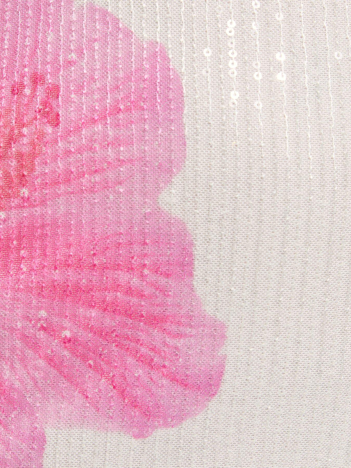 Image 5 of 5 of New Look 915 Girls Tropical Flower Print Sequin Mini Dress - Pink