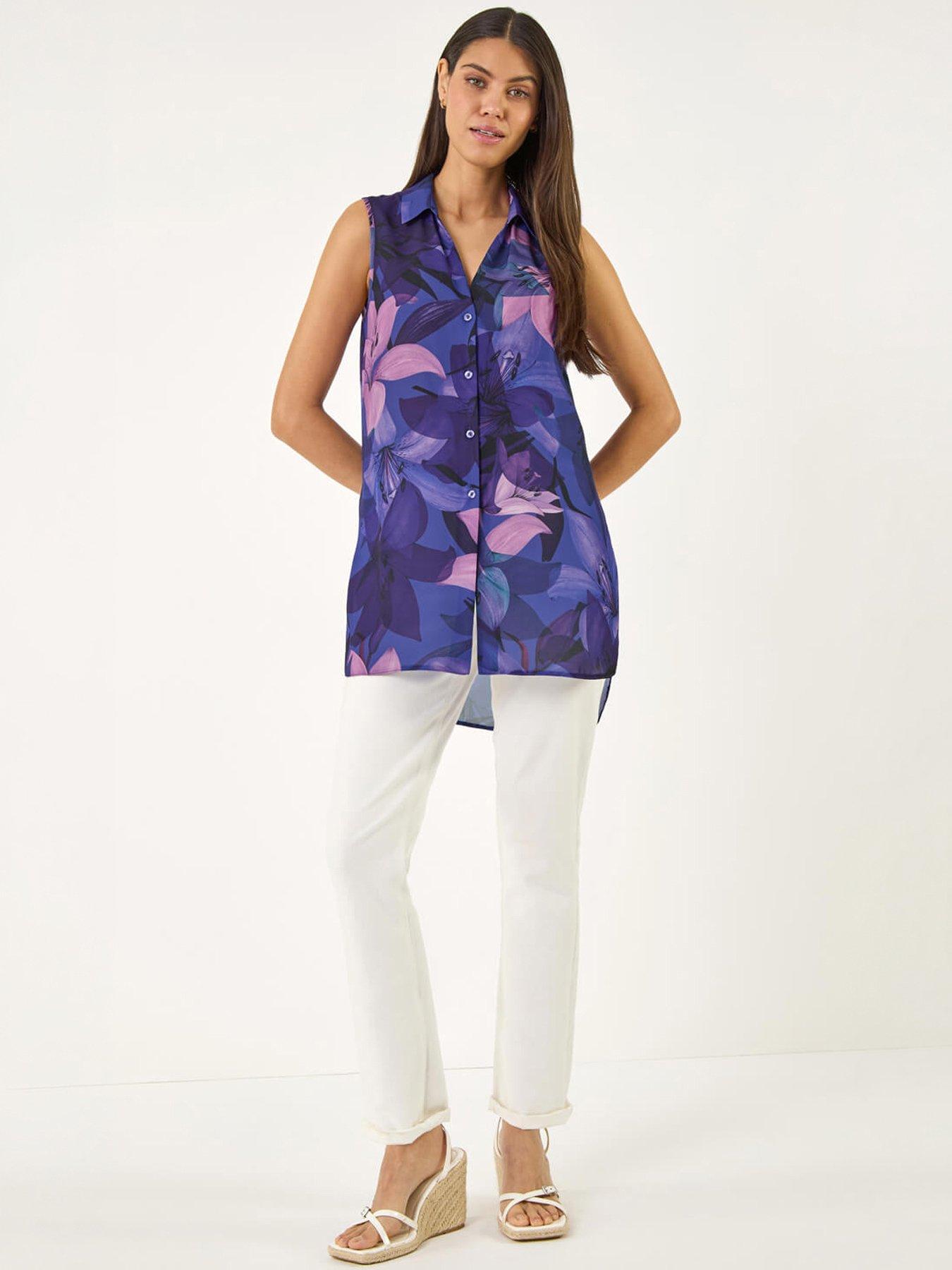 Roman Floral Print Longline Blouse