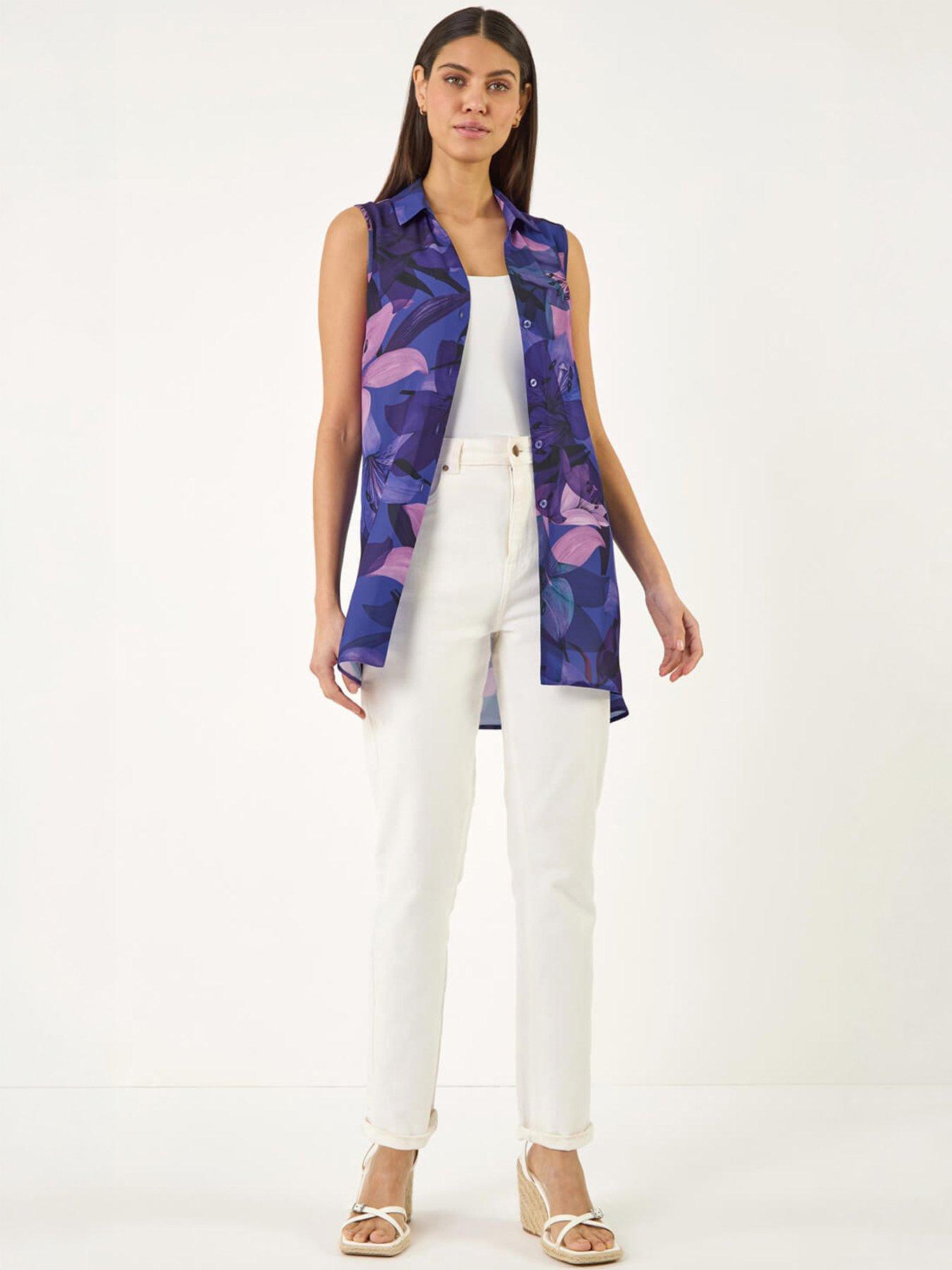 Image 4 of 5 of Roman Floral Print Longline Blouse